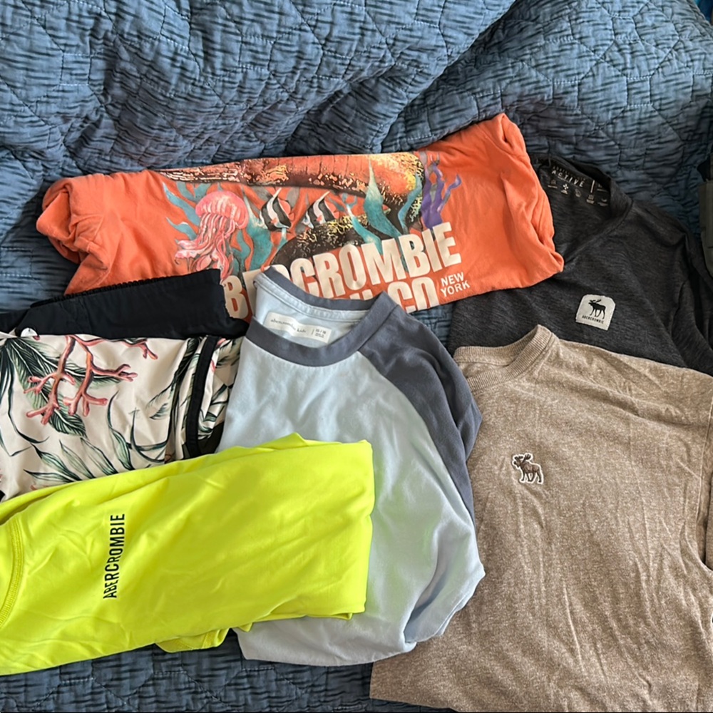 Bundle of Abercrombie Kids Active Tees - Orange, Blue, Gray, Neon Yellow